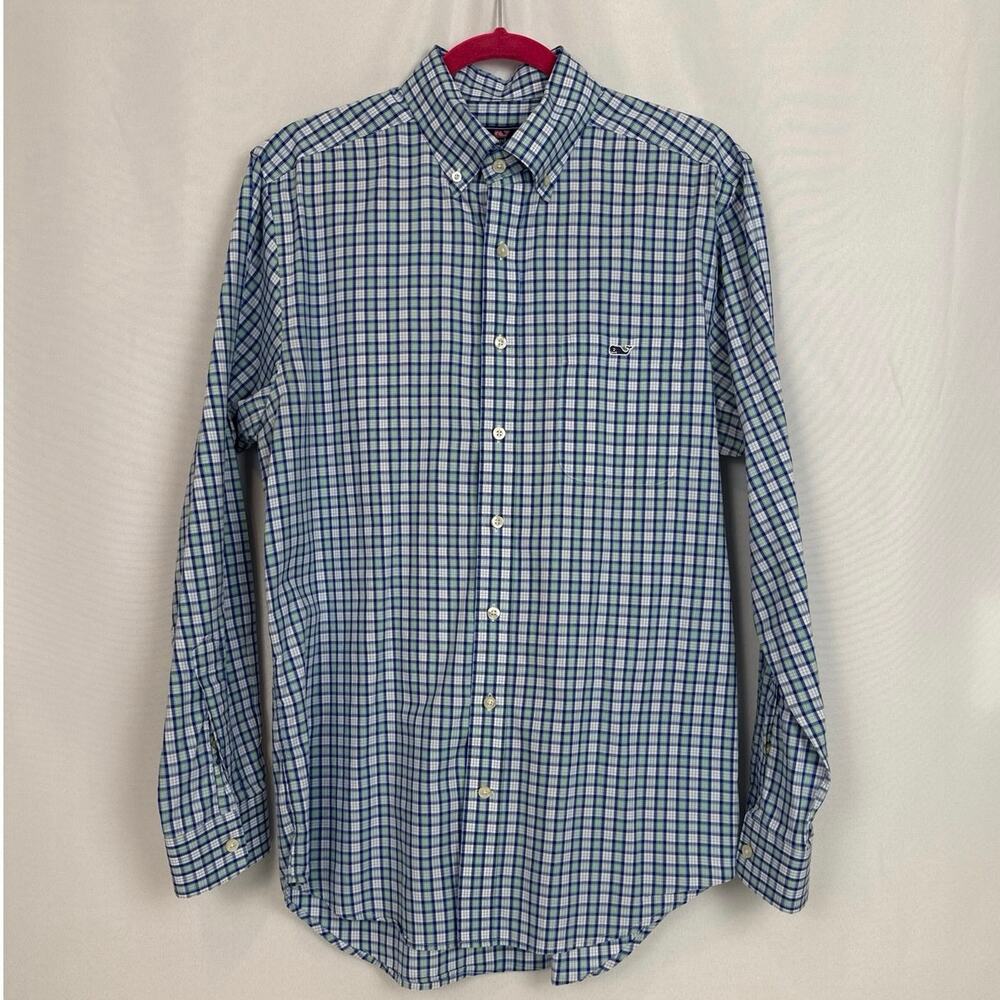 Vineyard Vines Mens Slim Fit Tucker Shirt Size Medium Blue Green Preppy Classic